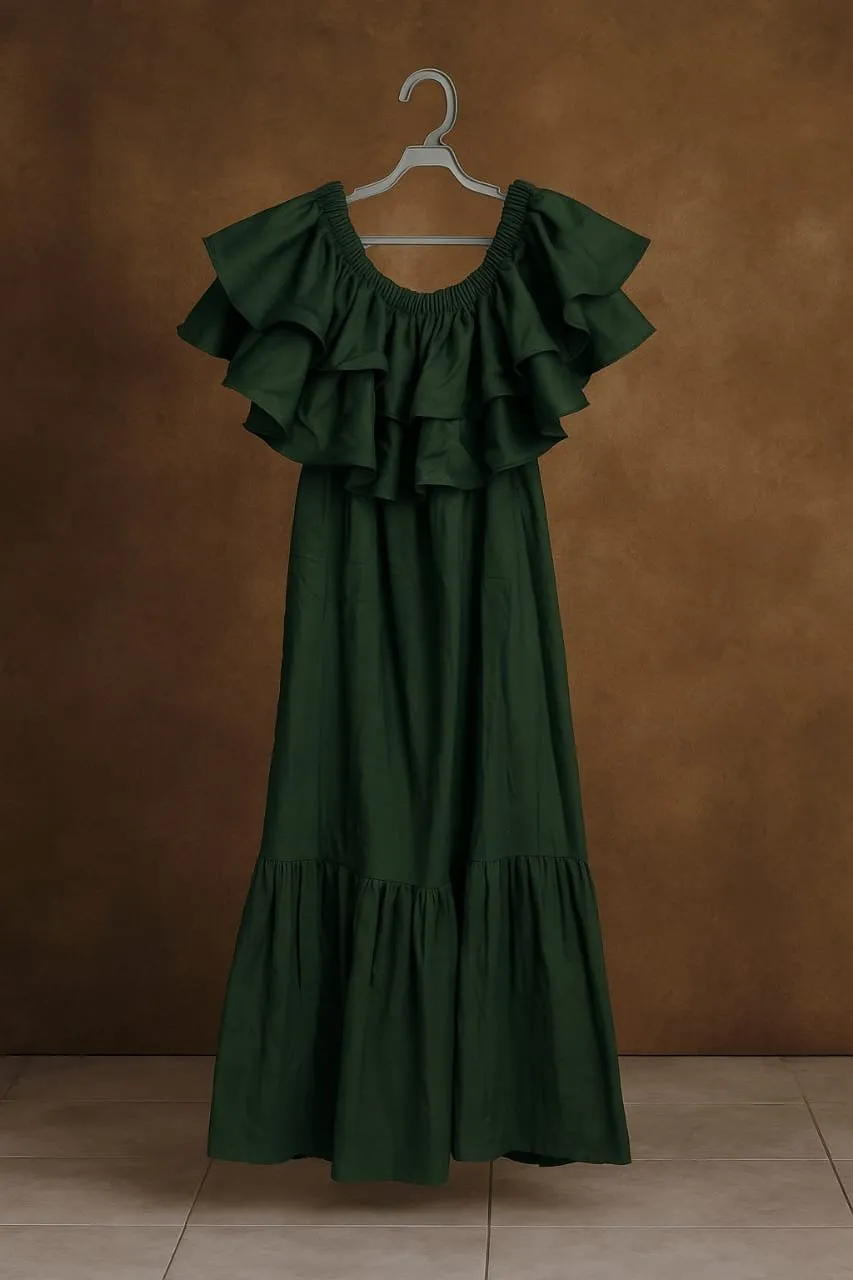 new off shoulder olive green dress