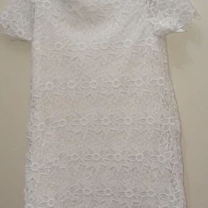 Zara cotton lined floral lace dress, White