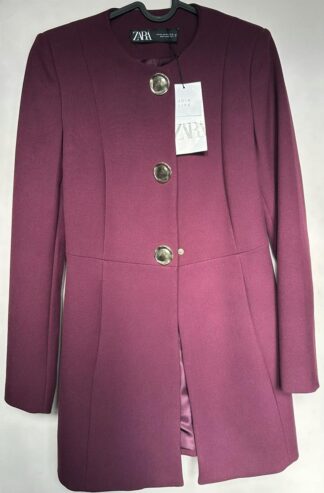 Fitted Round Neck Coat Blazer, ZARA