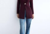Fitted Round Neck Coat Blazer, ZARA