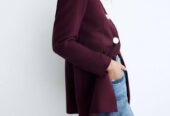Fitted Round Neck Coat Blazer, ZARA